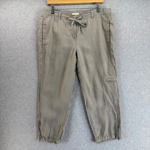 Eileen Fisher Organic Linen Cropped Cargo Pants Drawstring Casual Size Small - Picture 1 of 16