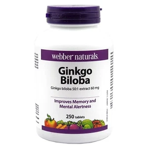 Webber Natural Ginkgo Biloba 250 Tablet 60mg Improve Memory & Metal Alertness - Bild 1 von 3
