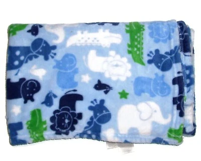 Manta Safari Baby Starters Azul Verde Blanco León Jirafa Elefante Hipopótamo 30x40 Foto 1 de 2