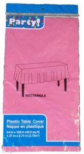 Party Disposable Hot Pink Rectangle Plastic Table Cover 54" x 108" - Picture 1 of 3