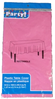 Party Disposable Hot Pink Rectangle Plastic Table Cover 54" x 108" - Image 1 of 3