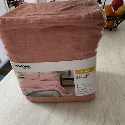 Juego de sábanas Sonoma Goods For Life lino algodón color rosa nuevo Foto 1 de 4