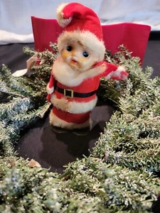 Vintage Wind Up Tottering SANTA Key Wind Felt Wool - Picture 1 of 4