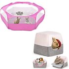 Small Animals Playpen & Foldable Guinea Pig Tent Bed, 3 In 1 Warm Bunny Cave