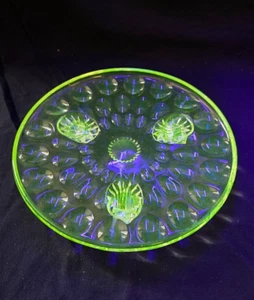 Vintage Vaseline Glass Uranium Footed Platter - Picture 1 of 7