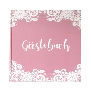 Gästebuch Rosa mit weißer Spitze Hochzeit Vintage Boho - Bild 1 von 2
