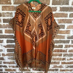 Riah Fashion Damen Kimono Quaste Azteken Beachy Boho Orange One-Size - Bild 1 von 11