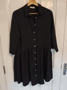 Nuevo - VESTIDO NEGRO CUELLO ABOTONADO - UK Talla 10 - Imagen 1 de 2