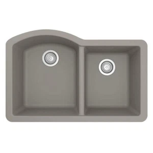 Karran Kitchen Sink Undermount Quartz Composite 32" 60/40 Double Bowl Concrete - Picture 1 of 2