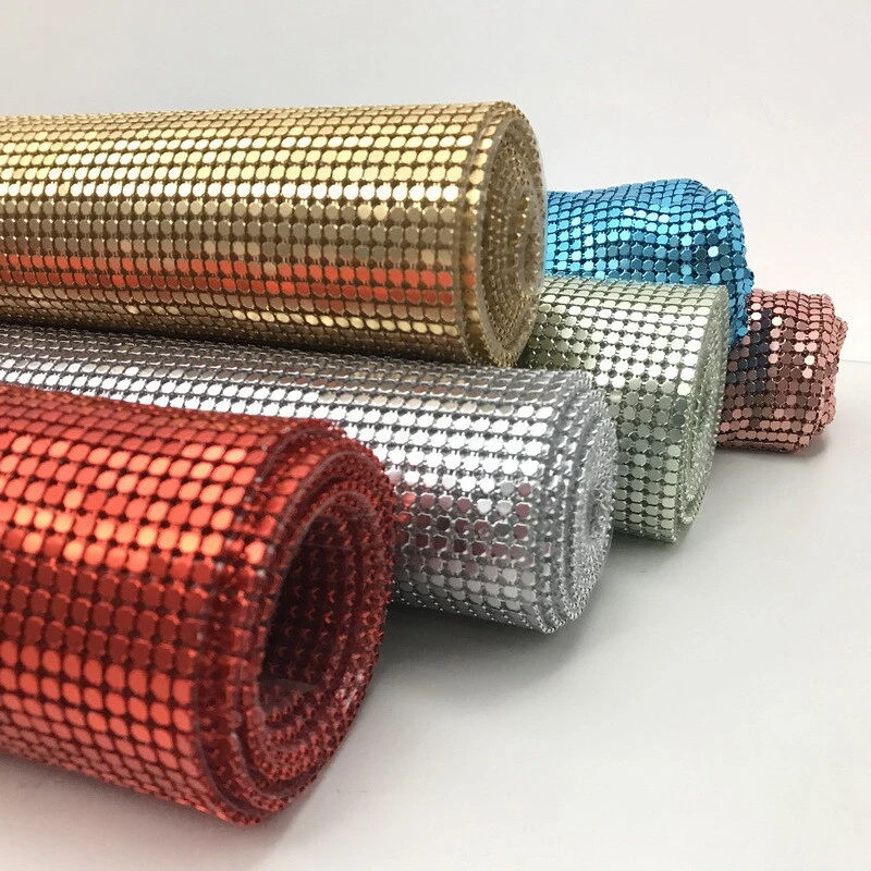 Shiny Metal Sequin Mesh Fabric DIY Sheet Chainmail Aluminum Net Clothing Craft - Image 1 of 4