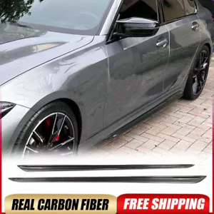 For BMW 3 Series G20 330i M-Sport 19+ REAL Carbon Fiber Side Skirt Extension Lip - Picture 1 of 16