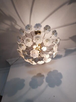 Easy Fit Vintage Murano Milk Glass Chandelier LED Basket Ceiling Light Fixture W - Image 1 of 4