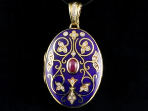 Faberge Rubin Brillant Medaillon ca. 1,68ct   33,0g 750/- Gelbgold - Bild 1 von 11