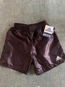 Vintage 90s adidas Genoa II Soccer Shorts Black Silky Nylon Y2K boys Size m 8 - Picture 1 of 4