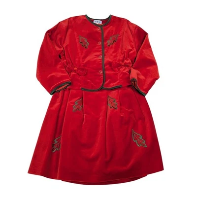 90s Vintage BVB Velvet Holiday Skirt Suit Set Girls Size 8 Made in Italy - Image 1 of 4