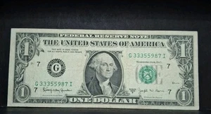 1963 G $1 Joseph Barr One Dollar Bill Federal Reserve Note Chicago  - Picture 1 of 4