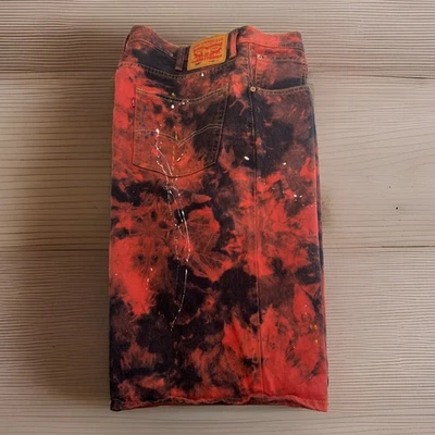 Levi’s 569 Men’s Orange Paint Splatter Denim Grunge Shorts Size 40 - Image 1 of 4