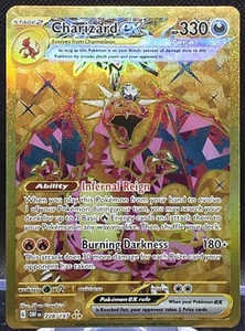Charizard ex 228/197 Pokemon Fiamme Ossidiana Segreto Raro Full Art - Foto 1 di 2