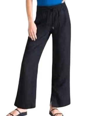 Athleta XL Retreat Linen High Rise Ankle Pant, Black Summer Pants Resort NWT - Image 1 of 4