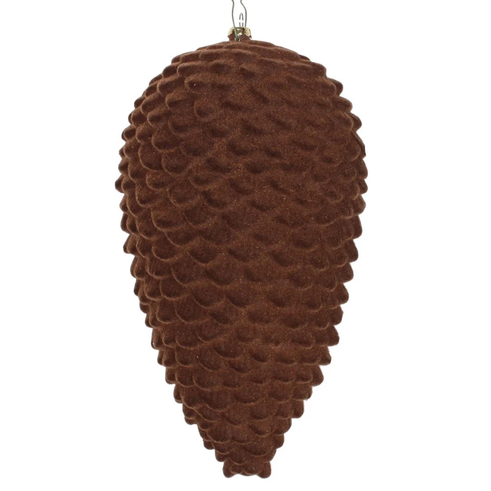 Vickerman 10" Chocolate Flocked Pinecone Ornament - MT195875D - Image 1 of 2