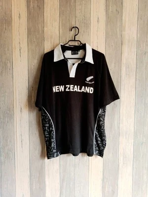 Maillot Polo De Rugby Vintage New Zealand Couleur Noir Et Blanc Taille Xxl - Photo 1/4