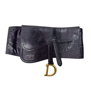 DIOR Saddlebelt Black Leather Fanny Pack Pouch - Picture 1 of 11
