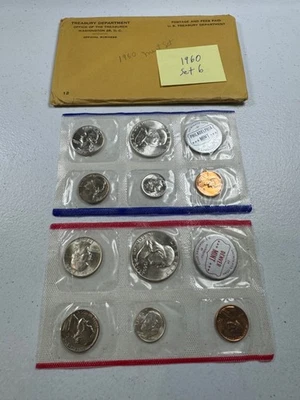 (1) 1960  US MINT SILVER P & D Set,  in all OGP,   w/ 90%  SILVER COINS,   SET 6 - Image 1 of 4