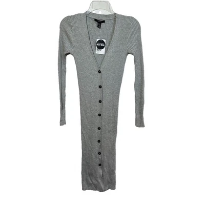 Nuevo con etiquetas Forever 21 Mujer Pequeño Suéter Cárdigan Gris Jaspeado Acanalado Longline S NUEVO Foto 1 de 4