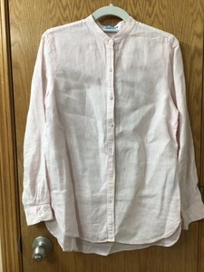 J McLAUGHLIN LEINEN Bluse Damen SMALL PINK Langarm Knopfleiste Kragenlos - Bild 1 von 4