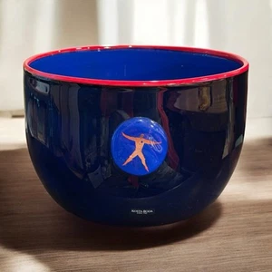 Kosta Boda Jupiter Bowl Signed by Bertil Vallien 7050455 RARE Cobalt Red Rim - Picture 1 of 8