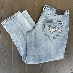 Salvage Supply Co Anarchy Jeans 42x32 Straight Fit Blue Stretch Premium Denim - Picture 1 of 16