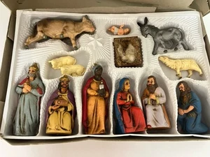 Vintage handbemalte Weihnachtskrippe West Germany Friedel 13 Figuren - Bild 1 von 19