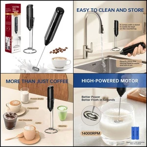 Electric Milk Frother Handheld Whisk Drink Mixer for Coffee, Frappe, Latte, Matc - Picture 1 of 1
