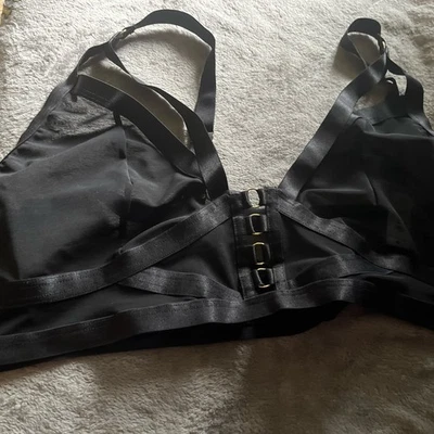Torrid 3 Curve Bra Black Strap Bralette Metal Accents Plus Size Stretch Comfort - Image 1 of 4