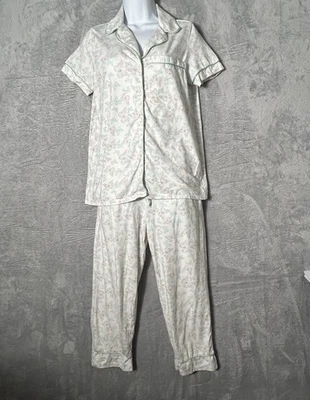 Soft Surroundings Pajama Set 2 Piece Womens XS Button Up Cottage Floral Crop - Image 1 of 4