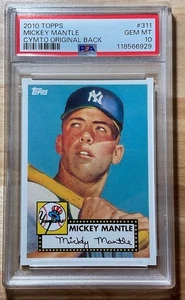 RARA 2010 Topps Cards Your Mom Threw Out MICKEY MANTLE #311 retro originale PSA 10 - Foto 1 di 2