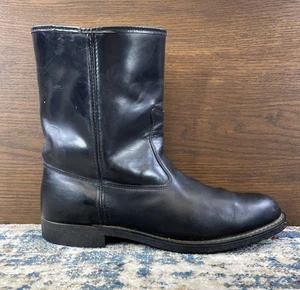 Vtg Sears Black Leather Ankle Slip On Boots Mens Sz 10D Motorcycle Biker - Picture 1 of 13