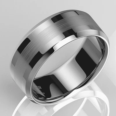ATOP Sliver Classic Men&Women Wedding Band Carbide Tungsten Ring - Image 1 of 4