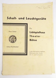 Switch And Leuchtgeräte for Lichspielhaus Theatre Stage Cinema 1935 Advertising - Picture 1 of 4