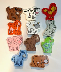 11er Set Hape Qubes Holz Bauernhoftiere Blöcke Spielzeug - Bild 1 von 4