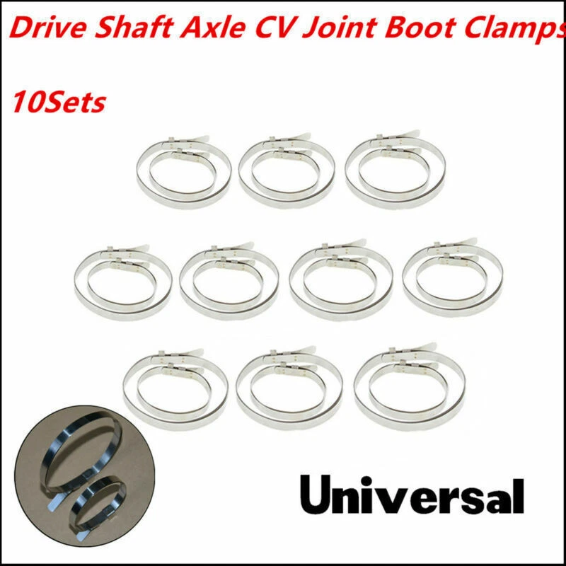 10 juegos de abrazaderas universales de arranque de eje de transmisión de acero inoxidable para arranque de junta CV Foto 1 de 4