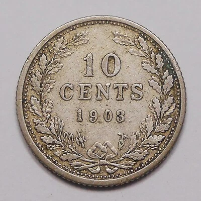 Netherlands 1903 SILVER 10 Cents VF-XF SCARCE Date HIGH Grade Wilhelmina I Coin - Image 1 of 2
