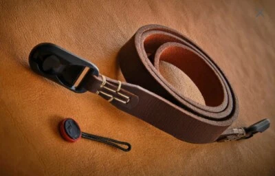 C.K Mike handcrafted Buffalo veg-tan hide Camera strap with Peak Design anchors. - Image 1 of 4