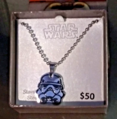 STAR WARS Stainless Steel Stormtrooper Pendant Ball Chain Necklace NEW IN BOX - Image 1 of 2