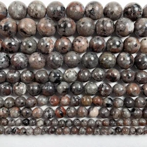 Good Quality AAA  Red Gray Black Yooperlite Smooth Round Beads 15.5" Strand - Picture 1 of 10