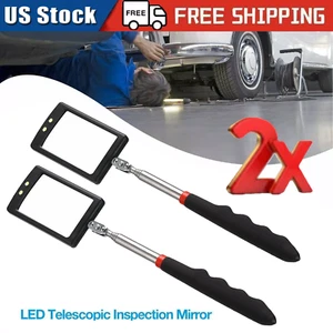 Lighted Inspection Mirror Telescoping Illuminate LED Swivel Light Extends Tool - Foto 1 di 8