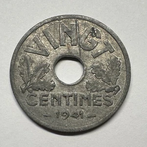 1941 France 20 Centimes - Zinc - Beautiful Coin - #B-074 - Picture 1 of 2