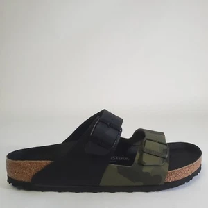 Birkenstock Arizona Split Herren Gr. 13 Sandalen Schwarz Leder Camouflage Slipper - Bild 1 von 10
