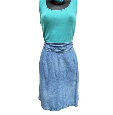Falda vaquera de colección años 80 lavada ligera hasta la rodilla para mujer 14 azul Newport News denim Foto 1 de 4