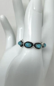 Sterling Silver Turquoise Eternity Ring R2515-C75 - Picture 1 of 3